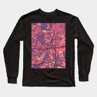 Winston-Salem Map Pattern in Purple & Pink Long Sleeve T-Shirt